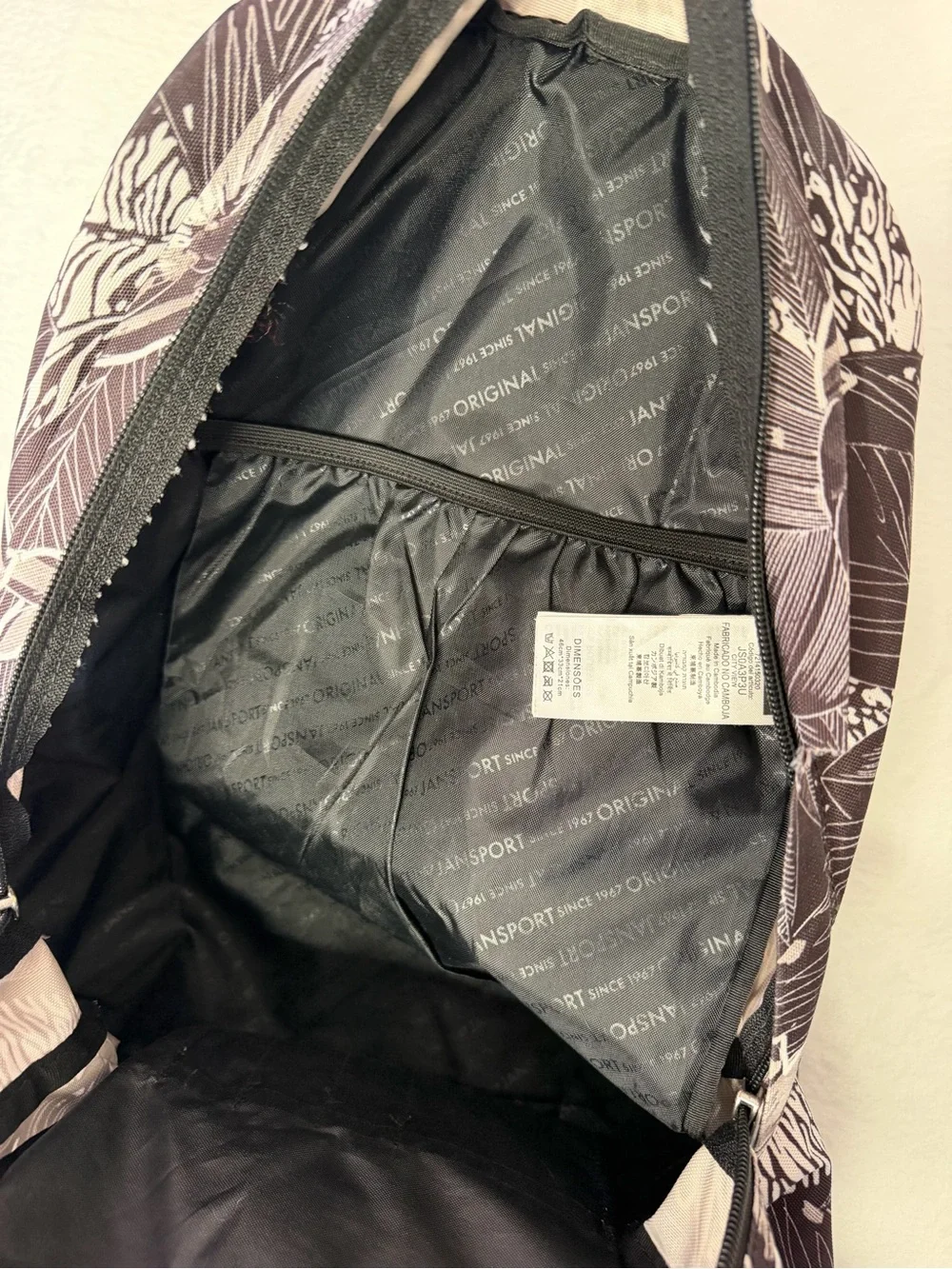 JANSPORT Backpack City View Laptop Backpack -- Tonal Palms Black/White/Brown
